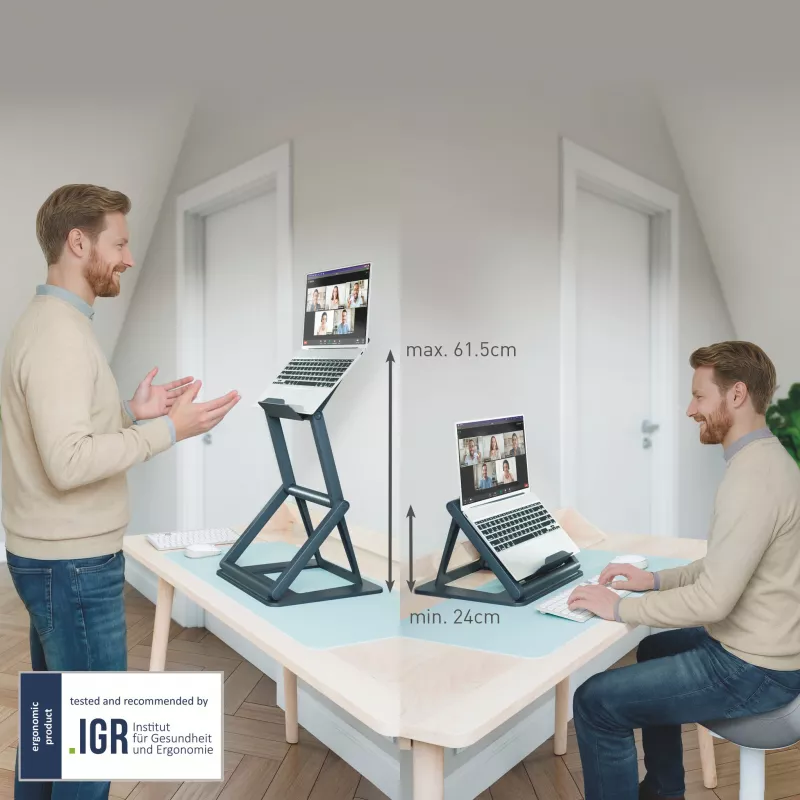 Leitz Ergo 2-in-1 istuma-seisoma-läppäriteline, musta (65890089)
