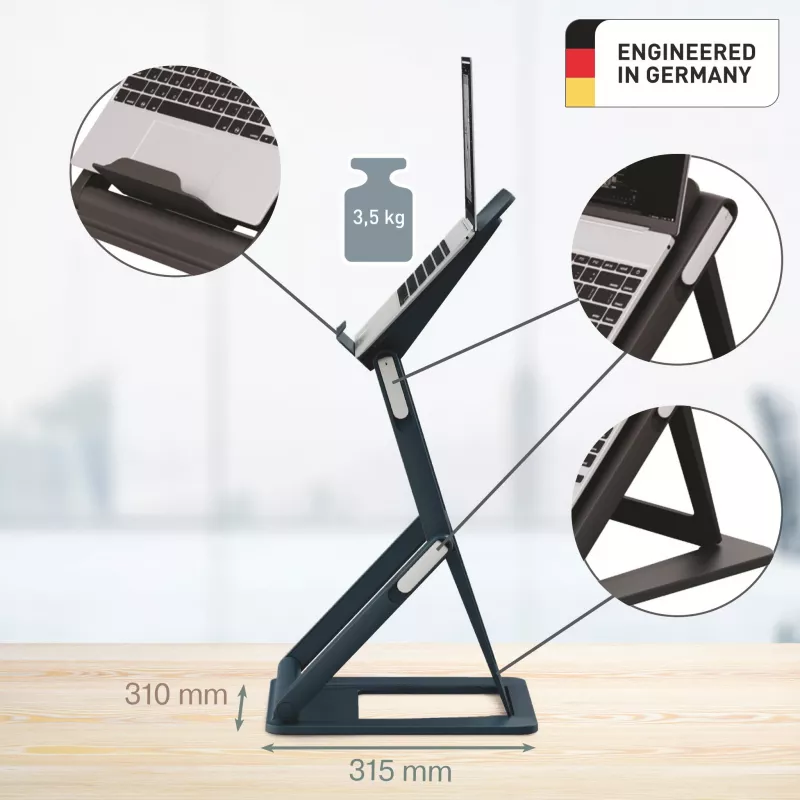 Leitz Ergo 2-in-1 istuma-seisoma-läppäriteline, musta (65890089)