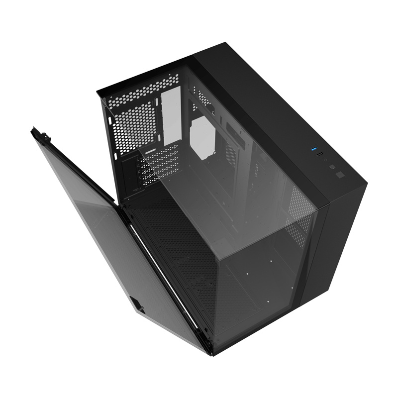 Darkflash TH285M Micro-ATX tietokonekotelo karkaistulla lasilla, musta