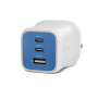 Targus HyperJuice Flex 65W GaN laturi, 2x USB-C + 1x USB, Snorkel Blue (HJ1202BUEU)