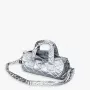 viikonloppulaukku LOQI Metallic – hopea Puffy (medium)
