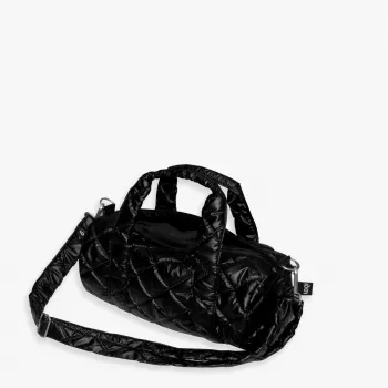 viikonloppulaukku LOQI Metallic – musta Puffy (medium)
