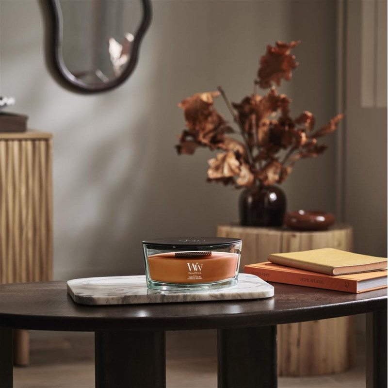 WoodWick Pumpkin Praline Ellipse tuoksukynttilä 453,6 g
