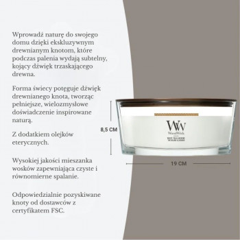 WoodWick White Teak Ellipse -kynttilä, 453,6 g