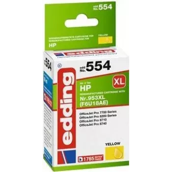Edding EDD-554 yhteensopiva mustepatruuna, suuri riitto (XL), keltainen (18-554)