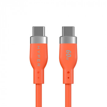 Targus HyperJuice Flex silikonilaturikaapeli USB-C–USB-C, USB 2.0, 1,5 m, oranssi (HJ4011OGGL)