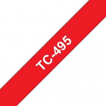 Brother TC-495 laminointinauha, valkoinen punaisella (TC495)