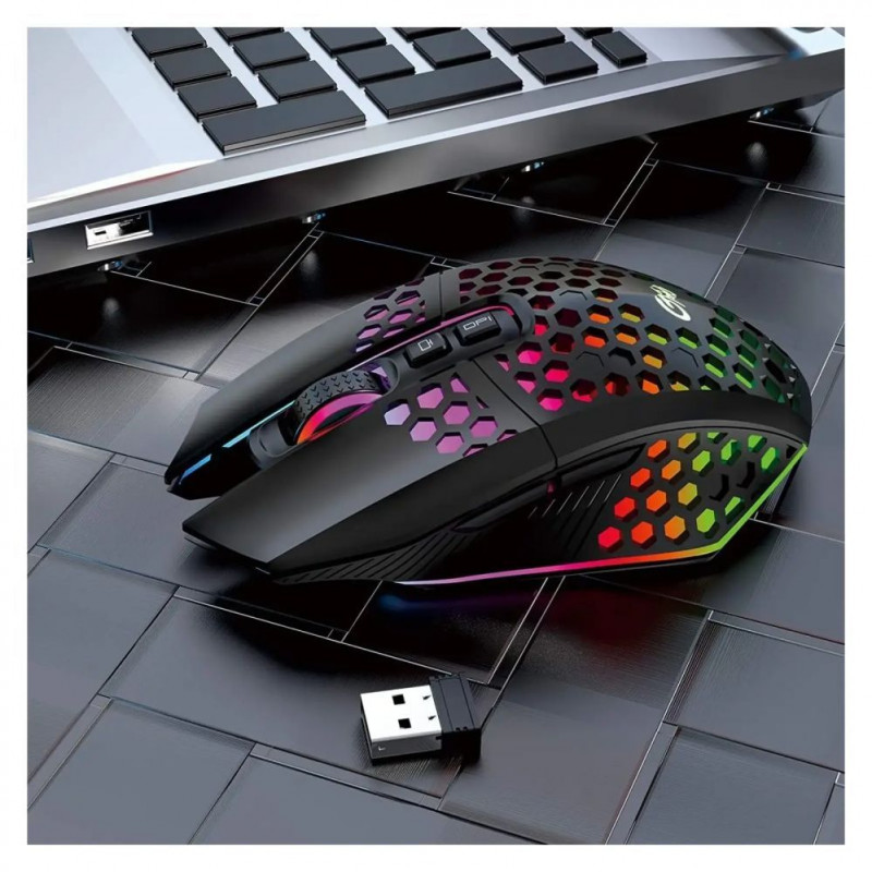 GameBox pelihiiri RGB 2,4GHz langaton ontto kotelo + USB-lataus 1600 DPI musta