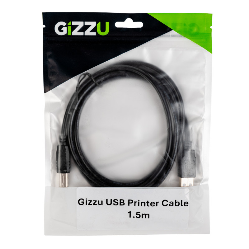 Gizzu USB 2.0 tulostinkaapeli USB-A - USB-B, 1,5 m, musta (GCPU2AB15)