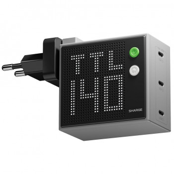SHARGE Pixel 140 GaN-laturi, 140W, 3x USB-C, Dot-Matrix-näyttö - harmaa