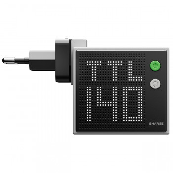 SHARGE Pixel 140 GaN-laturi, 140W, 3x USB-C, Dot-Matrix-näyttö - harmaa