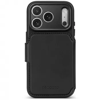 Decoded Leather Detachable Wallet nahkakotelo iPhone 18 Pro / 17 Pro, MagSafe, musta