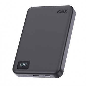 Ksix Powerbank Magslim 10000 mAh magneettinen 15W USB-C PD 20W digitaalinäyttö musta
