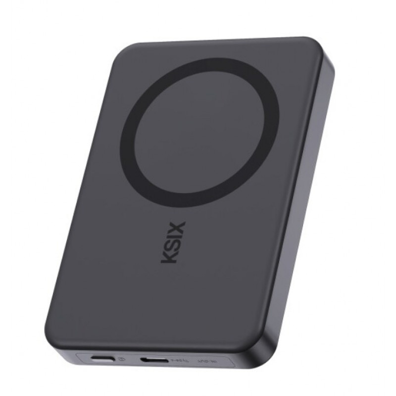 Ksix Powerbank Magslim 10000 mAh magneettinen 15W USB-C PD 20W digitaalinäyttö musta