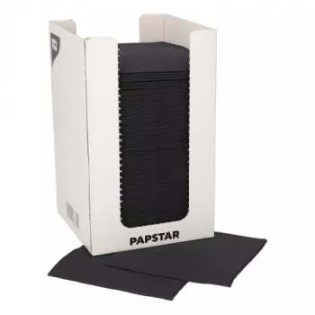 PAPSTAR cocktail-lautasliinat PUNTO, 200 x 200 mm, musta tissue, 2-kerroksinen, 1/4-taite, Dot on Dot Micro