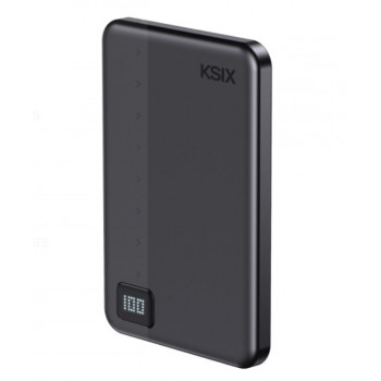 Ksix Powerbank Magslim 5000 mAh magneettinen USB-C PD 20W digitaalinen näyttö musta