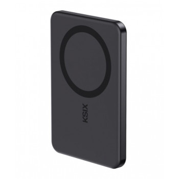 Ksix Powerbank Magslim 5000 mAh magneettinen USB-C PD 20W digitaalinen näyttö musta