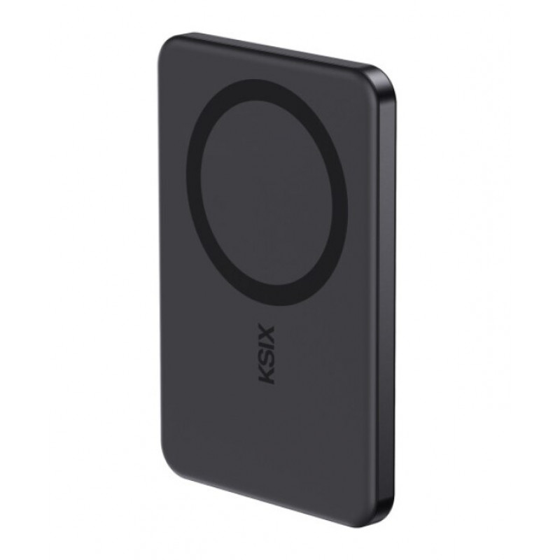 Ksix Powerbank Magslim 5000 mAh magneettinen USB-C PD 20W digitaalinen näyttö musta
