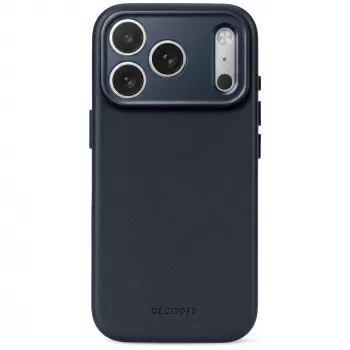 Decoded Leather Backcover – nahkakuori iPhone 18 Pro / 17 Pro, MagSafe-yhteensopiva (keskiyö)
