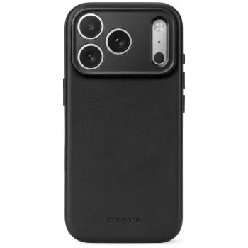 Decoded Leather Backcover – nahkakuori iPhone 18 Pro / 17 Pro, MagSafe-yhteensopiva (musta)
