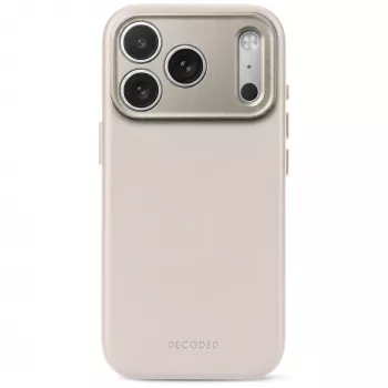 Decoded Leather Backcover – nahkakotelo iPhone 18 Pro / 17 Pro -puhelimelle, MagSafe-yhteensopiva (taupe)