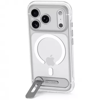 Decoded AntiMicrobial Hybrid Stand Backcover – kotelo ja jalusta iPhone 18 Pro Max / 17 Pro Max -puhelimelle, MagSafe-yhteensopiva (läpinäkyvä)