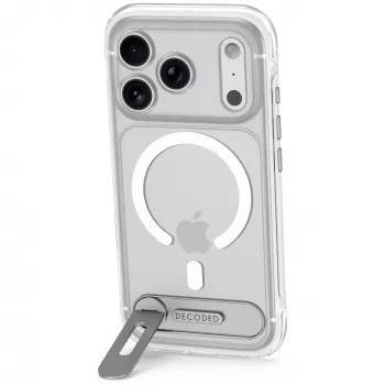 Decoded AntiMicrobial Hybrid Stand Backcover – kotelo ja jalusta iPhone 18 Pro Max / 17 Pro Max -puhelimelle, MagSafe-yhteensopiva (frosted white)