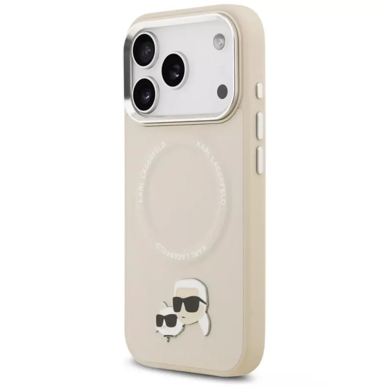 Karl Lagerfeld Karl & Choupette Pins MagSafe -kuori iPhone 17 Pro Maxille, beige