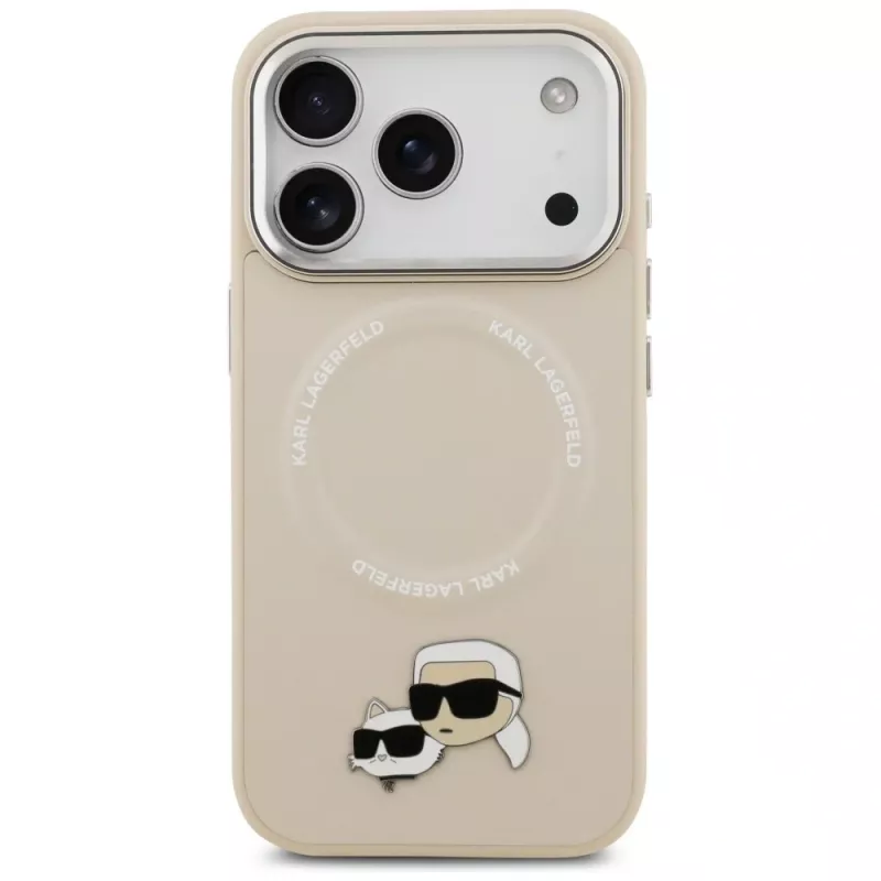 Karl Lagerfeld Karl & Choupette Pins MagSafe -kuori iPhone 17 Pro, beige