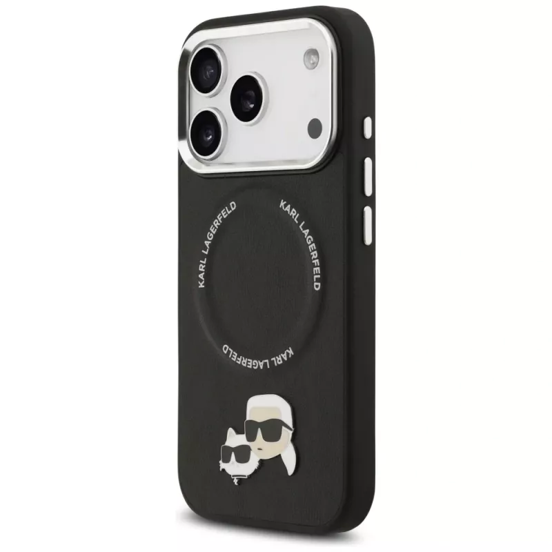 Karl Lagerfeld Karl & Choupette Pins MagSafe -kuori iPhone 17 Pro Maxille, musta