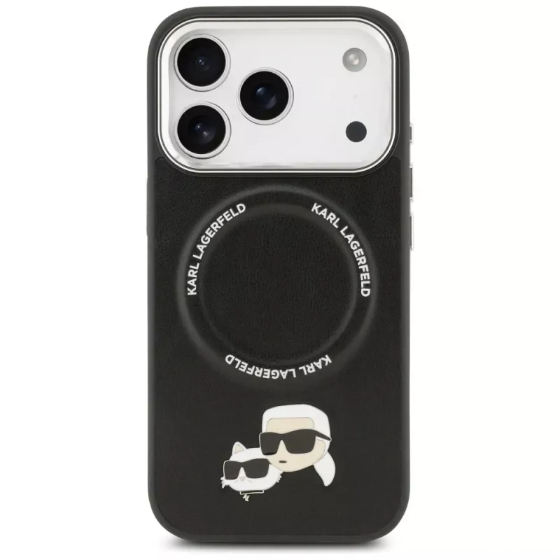 Karl Lagerfeld Karl & Choupette Pins MagSafe -kuori iPhone 17 Pro Maxille, musta