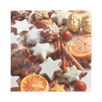 PAPSTAR “Cinnamon Stars” joululautasliinat 330 x 330 mm, painettu, 1/4-taite, 3-kerros
