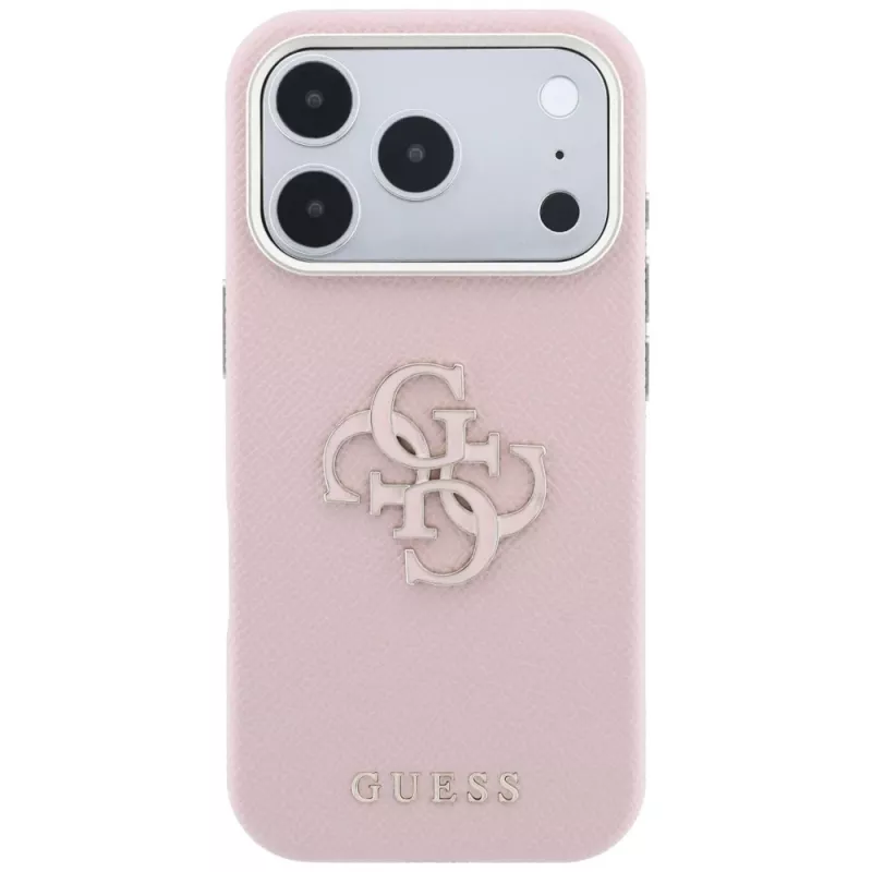 Guess Grained & Big Resin Logo -kuori iPhone 18 Pro Max / 17 Pro Max -puhelimelle, pinkki