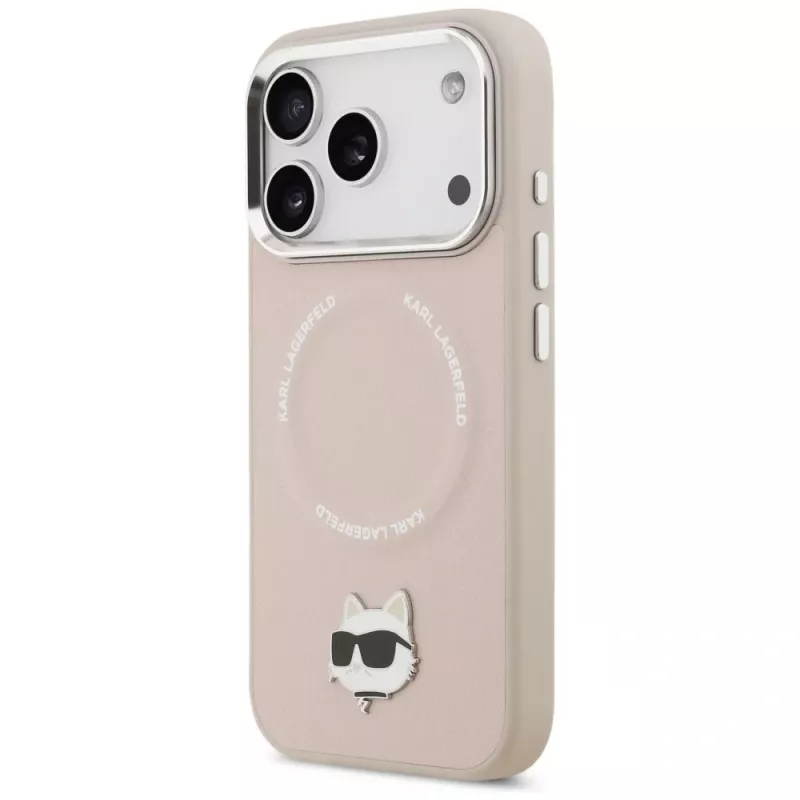 Karl Lagerfeld Choupette Pin MagSafe -kuori iPhone 17 Pro -puhelimelle, pinkki