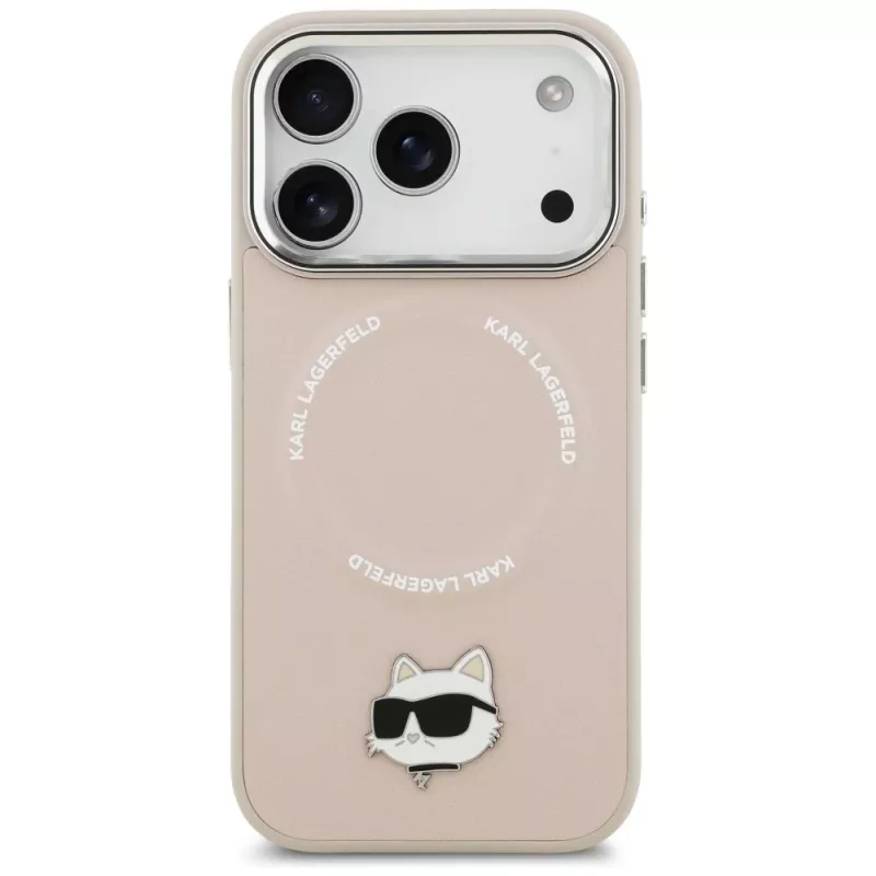 Karl Lagerfeld Choupette Pin MagSafe -kuori iPhone 17 Pro -puhelimelle, pinkki