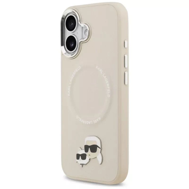 Karl Lagerfeld Karl & Choupette Pins MagSafe -kuori iPhone 17 -puhelimelle, beige