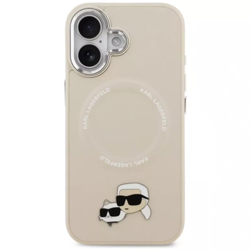 Karl Lagerfeld Karl & Choupette Pins MagSafe -kuori iPhone 17 -puhelimelle, beige