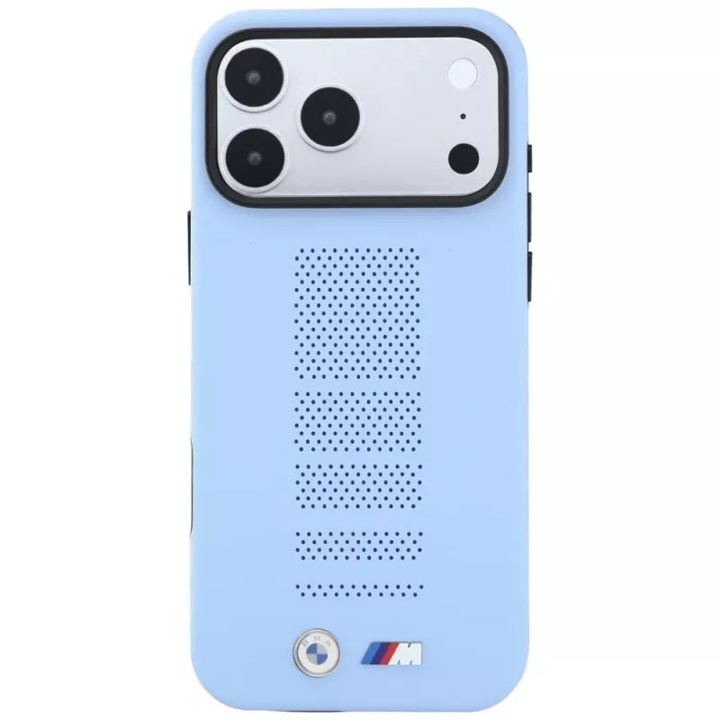 BMW M Blue Perfo Metal Logo MagSafe -kotelo iPhone 18 Pro / 17 Pro -puhelimelle, sininen