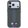 BMW M Quadrille Kevlar Tricolor Print Lines MagSafe -kuori iPhone 18 Pro / 17 Pro, anthrazit