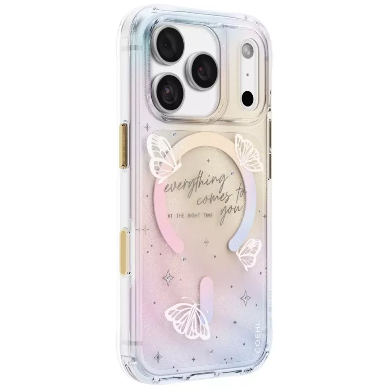 UNIQ Coehl Ellie -kuori iPhone 18 Pro / 17 Pro, magneettilataus, Prism Bloom