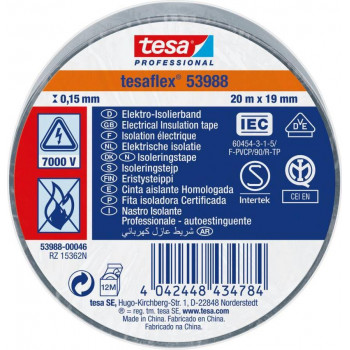 Tesa pehmeä PVC-eristysnauha, 19 mm x 20 m, valkoinen