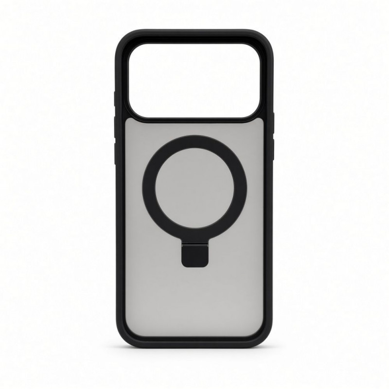 Evelatus Shield -kotelo MagSafe-tuella ja jalustalla Apple iPhone 18 Pro Max, mattarengas, musta