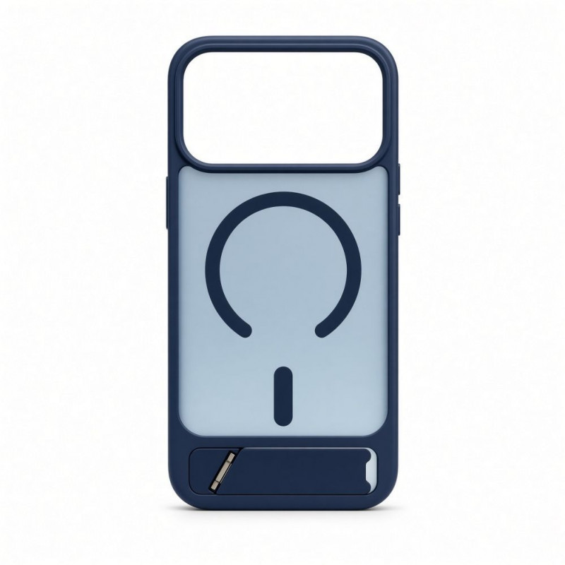 Evelatus MagSafe-kotelo kumipinnoitteella ja jalustalla Apple iPhone 18 Pro Max, laivastonsininen