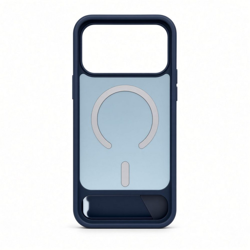 Evelatus MagSafe-kotelo kumipinnoitteella ja jalustalla Apple iPhone 18 Pro Max, laivastonsininen