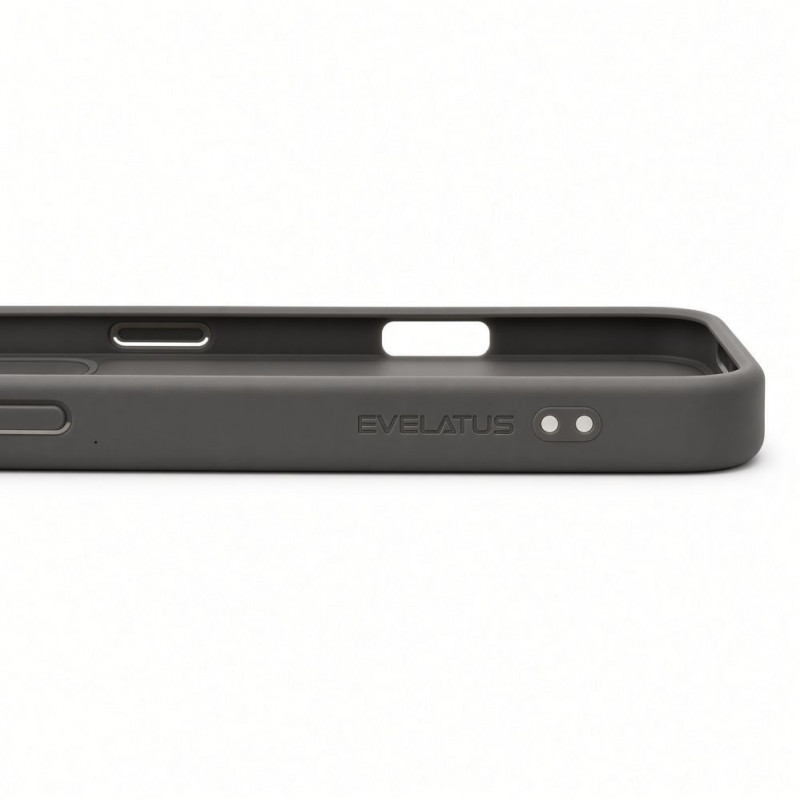 Evelatus Shield -kotelo MagSafe-tuella ja jalustalla Apple iPhone 18 Pro Max, mattarengas, savunharmaa