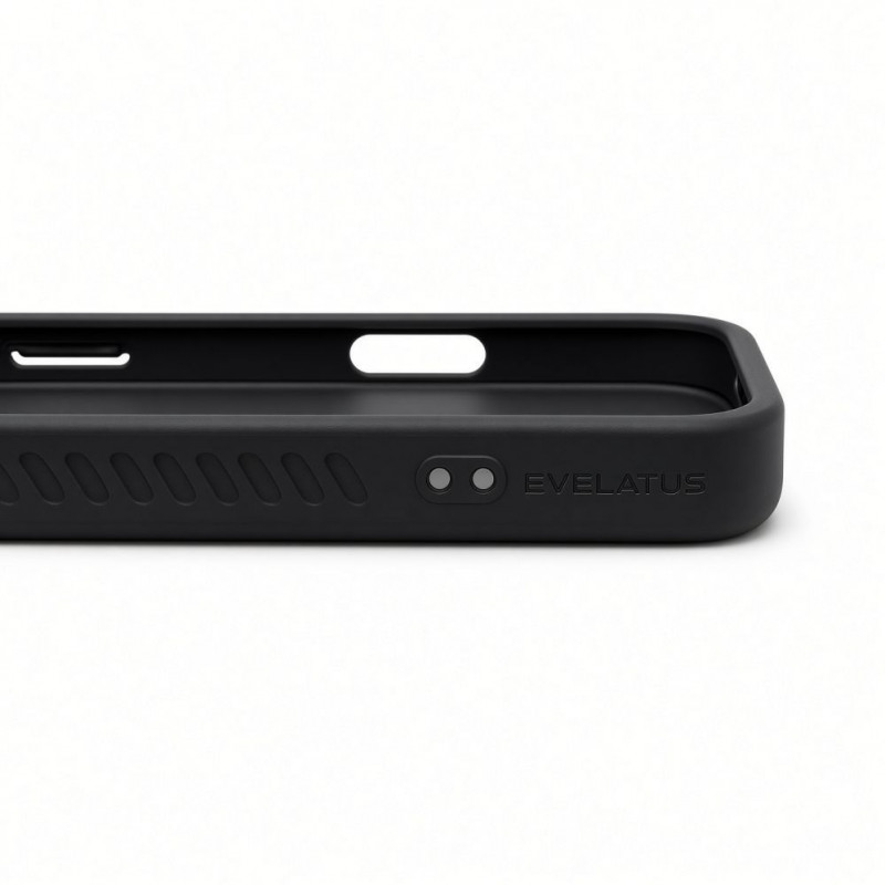 Evelatus MagSafe-kotelo kumipinnoitteella ja jalustalla Apple iPhone 18 Pro Max, musta