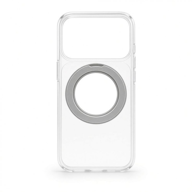 Evelatus Hybrid MagSafe -kotelo 360 metallijalustalla Apple iPhone 18 Pro, PC+TPU, läpinäkyvä