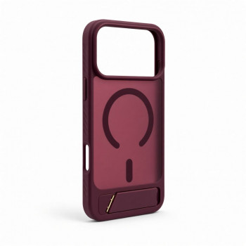 Evelatus MagSafe-kotelo kumipinnoitteella ja jalustalla Apple iPhone 18 Pro Max, viininpunainen