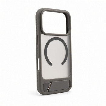 Evelatus MagSafe-kotelo kumipinnoitteella ja jalustalla Apple iPhone 18 Pro, savunharmaa