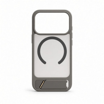 Evelatus MagSafe-kotelo kumipinnoitteella ja jalustalla Apple iPhone 18 Pro, savunharmaa